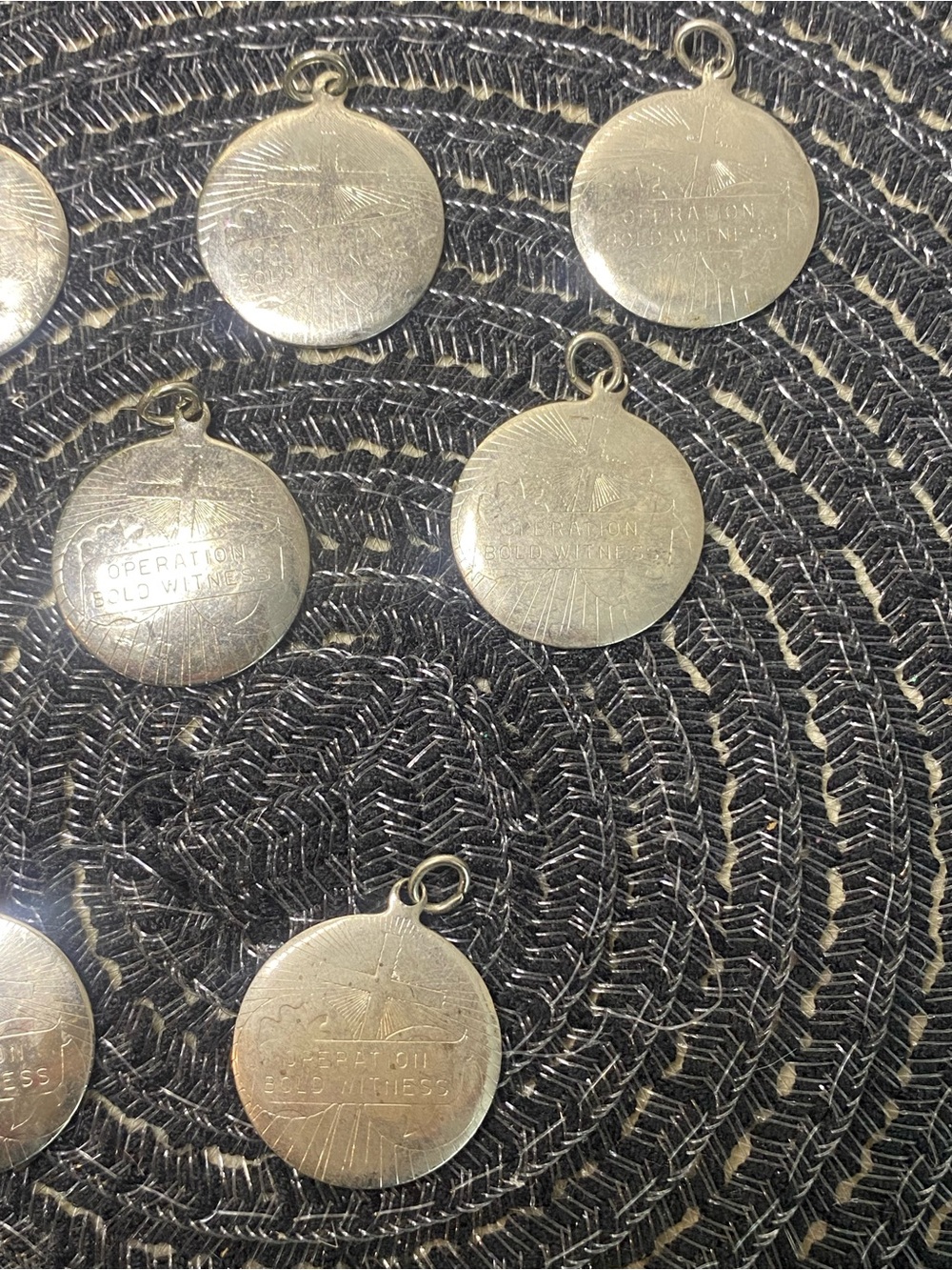 Set of 8 Round Vintage Silver-Toned “Operation Bold Witness” charms - Picture 4 of 9